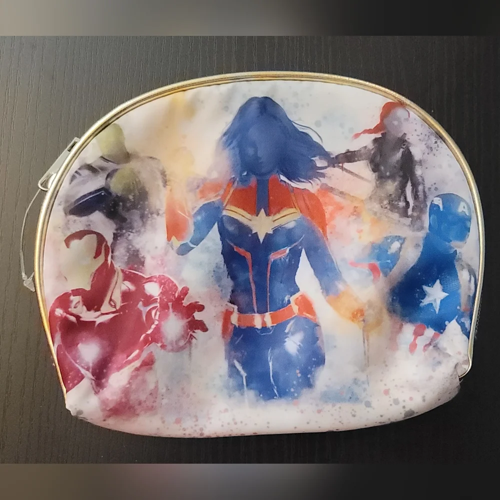 Super Hero makeup Travel case carry bag Captain Marvel America Iron Man